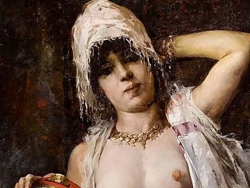 1860-Girolamo Pieri Pecci Ballati Nerli - Donna con tamburello